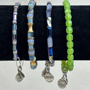 Alex and Ani Bracelet Lot - Vintage Sixty Six and Beaded Wrap Blue Green Energy